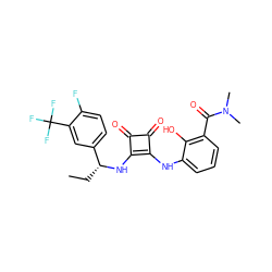 CC[C@@H](Nc1c(Nc2cccc(C(=O)N(C)C)c2O)c(=O)c1=O)c1ccc(F)c(C(F)(F)F)c1 ZINC000101135401