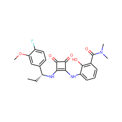 CC[C@@H](Nc1c(Nc2cccc(C(=O)N(C)C)c2O)c(=O)c1=O)c1ccc(F)c(OC)c1 ZINC000101162873