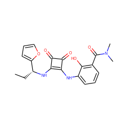 CC[C@@H](Nc1c(Nc2cccc(C(=O)N(C)C)c2O)c(=O)c1=O)c1ccco1 ZINC000101065363