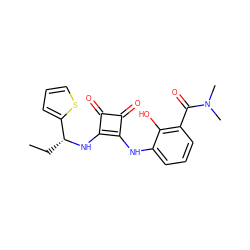 CC[C@@H](Nc1c(Nc2cccc(C(=O)N(C)C)c2O)c(=O)c1=O)c1cccs1 ZINC000101109933