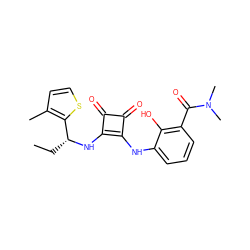 CC[C@@H](Nc1c(Nc2cccc(C(=O)N(C)C)c2O)c(=O)c1=O)c1sccc1C ZINC000101127920