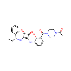 CC[C@@H](Nc1c(Nc2cccc(C(=O)N3CCN(C(C)=O)CC3)c2O)c(=O)c1=O)c1ccccc1 ZINC000101278170