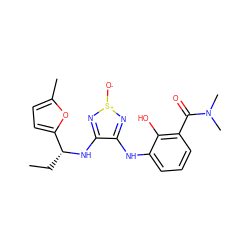 CC[C@@H](Nc1n[s+]([O-])nc1Nc1cccc(C(=O)N(C)C)c1O)c1ccc(C)o1 ZINC000253666446