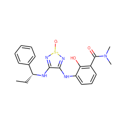 CC[C@@H](Nc1n[s+]([O-])nc1Nc1cccc(C(=O)N(C)C)c1O)c1ccccc1 ZINC000261159209