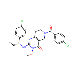 CC[C@@H](Nc1nc2c(c(=O)n1OC)CN(C(=O)c1ccc(Cl)cc1)CC2)c1ccc(Cl)cc1 ZINC000113827567