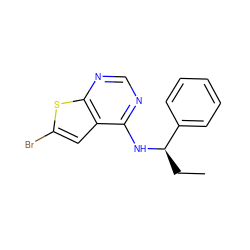 CC[C@@H](Nc1ncnc2sc(Br)cc12)c1ccccc1 ZINC000299863163