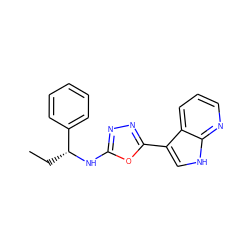 CC[C@@H](Nc1nnc(-c2c[nH]c3ncccc23)o1)c1ccccc1 ZINC000103245750