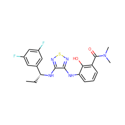 CC[C@@H](Nc1nsnc1Nc1cccc(C(=O)N(C)C)c1O)c1cc(F)cc(F)c1 ZINC000040873647