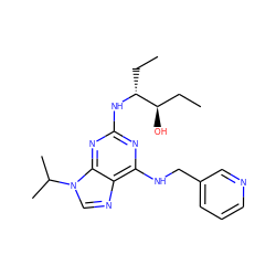 CC[C@@H](O)[C@@H](CC)Nc1nc(NCc2cccnc2)c2ncn(C(C)C)c2n1 ZINC000003939650