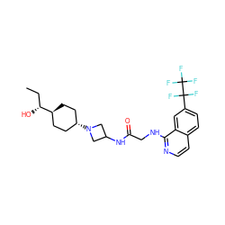 CC[C@@H](O)[C@H]1CC[C@H](N2CC(NC(=O)CNc3nccc4ccc(C(F)(F)C(F)(F)F)cc34)C2)CC1 ZINC000149151734