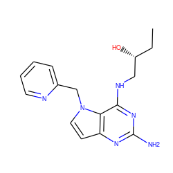 CC[C@@H](O)CNc1nc(N)nc2ccn(Cc3ccccn3)c12 ZINC001772633346