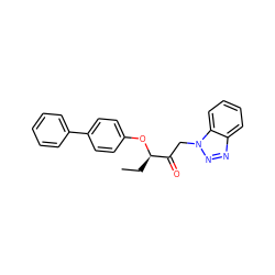 CC[C@@H](Oc1ccc(-c2ccccc2)cc1)C(=O)Cn1nnc2ccccc21 ZINC001772633633