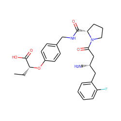 CC[C@@H](Oc1ccc(CNC(=O)[C@@H]2CCCN2C(=O)C[C@@H](N)Cc2ccccc2F)cc1)C(=O)O ZINC000028368785