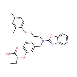 CC[C@@H](Oc1cccc(CN(CCCOc2ccc(C)cc2C)c2nc3ccccc3o2)c1)C(=O)O ZINC000028900807