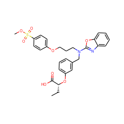 CC[C@@H](Oc1cccc(CN(CCCOc2ccc(S(=O)(=O)OC)cc2)c2nc3ccccc3o2)c1)C(=O)O ZINC000028900789