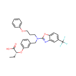 CC[C@@H](Oc1cccc(CN(CCCOc2ccccc2)c2nc3cc(C(F)(F)F)ccc3o2)c1)C(=O)O ZINC000028900697