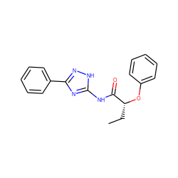 CC[C@@H](Oc1ccccc1)C(=O)Nc1nc(-c2ccccc2)n[nH]1 ZINC000025154346