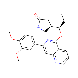 CC[C@@H](Oc1nc(-c2ccc(OC)c(OC)c2)cc2ncccc12)[C@H]1CNC(=O)C1 ZINC000141931844