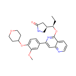 CC[C@@H](Oc1nc(-c2ccc(OC3CCOCC3)c(OC)c2)cc2ncccc12)[C@H]1CNC(=O)C1 ZINC000141913531