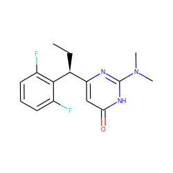 CC[C@@H](c1cc(=O)[nH]c(N(C)C)n1)c1c(F)cccc1F ZINC000028866658