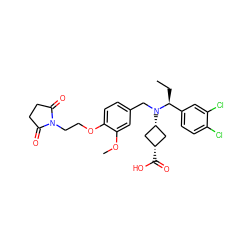 CC[C@@H](c1ccc(Cl)c(Cl)c1)N(Cc1ccc(OCCN2C(=O)CCC2=O)c(OC)c1)[C@H]1C[C@@H](C(=O)O)C1 ZINC000473229085