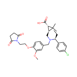 CC[C@@H](c1ccc(Cl)cc1)N(Cc1ccc(OCCN2C(=O)CCC2=O)c(OC)c1)C[C@H]1[C@H](C(=O)O)C1(C)C ZINC000224867917