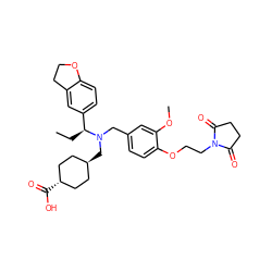 CC[C@@H](c1ccc2c(c1)CCO2)N(Cc1ccc(OCCN2C(=O)CCC2=O)c(OC)c1)C[C@H]1CC[C@H](C(=O)O)CC1 ZINC000473228828