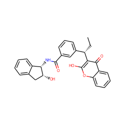 CC[C@@H](c1cccc(C(=O)N[C@H]2c3ccccc3C[C@H]2O)c1)c1c(O)oc2ccccc2c1=O ZINC000013743244