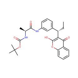 CC[C@@H](c1cccc(NC(=O)[C@H](C)NC(=O)OC(C)(C)C)c1)c1c(O)oc2ccccc2c1=O ZINC000013743230