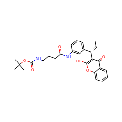 CC[C@@H](c1cccc(NC(=O)CCCNC(=O)OC(C)(C)C)c1)c1c(O)oc2ccccc2c1=O ZINC000013743228