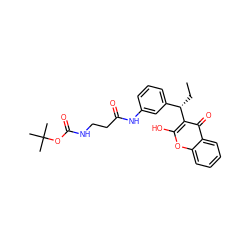 CC[C@@H](c1cccc(NC(=O)CCNC(=O)OC(C)(C)C)c1)c1c(O)oc2ccccc2c1=O ZINC000013743226