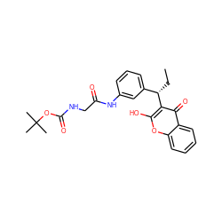 CC[C@@H](c1cccc(NC(=O)CNC(=O)OC(C)(C)C)c1)c1c(O)oc2ccccc2c1=O ZINC000003875238