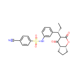 CC[C@@H](c1cccc(NS(=O)(=O)c2ccc(C#N)cc2)c1)C1C(=O)O[C@@H]2CCC[C@@H]2C1=O ZINC000100781564