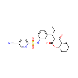 CC[C@@H](c1cccc(NS(=O)(=O)c2ccc(C#N)cn2)c1)C1C(=O)O[C@H]2CCCC[C@H]2C1=O ZINC000101620224