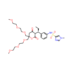 CC[C@@H](c1cccc(NS(=O)(=O)c2cn(C)cn2)c1)C1C(=O)CC(COCCOCCOC)(COCCOCCOC)OC1=O ZINC000150617563