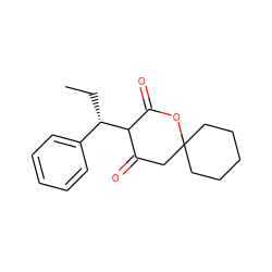 CC[C@@H](c1ccccc1)C1C(=O)CC2(CCCCC2)OC1=O ZINC000006412045