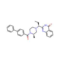 CC[C@@H](c1nc2ccccc2c(=O)[nH]1)N1CCN(C(=O)c2ccc(-c3ccccc3)cc2)[C@H](C)C1 ZINC000038217319