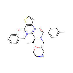 CC[C@@H](c1nc2ccsc2c(=O)n1Cc1ccccc1)N(C[C@@H]1CNCCO1)C(=O)c1ccc(C)cc1 ZINC000072118842