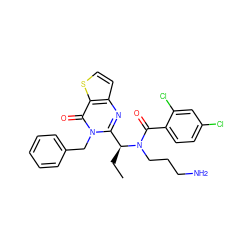 CC[C@@H](c1nc2ccsc2c(=O)n1Cc1ccccc1)N(CCCN)C(=O)c1ccc(Cl)cc1Cl ZINC000072118715