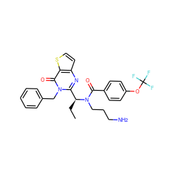 CC[C@@H](c1nc2ccsc2c(=O)n1Cc1ccccc1)N(CCCN)C(=O)c1ccc(OC(F)(F)F)cc1 ZINC000072116879