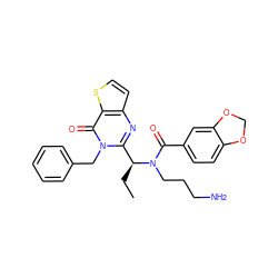 CC[C@@H](c1nc2ccsc2c(=O)n1Cc1ccccc1)N(CCCN)C(=O)c1ccc2c(c1)OCO2 ZINC000072119840