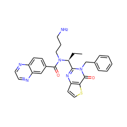 CC[C@@H](c1nc2ccsc2c(=O)n1Cc1ccccc1)N(CCCN)C(=O)c1ccc2nccnc2c1 ZINC000072117069