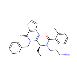 CC[C@@H](c1nc2ccsc2c(=O)n1Cc1ccccc1)N(CCCN)C(=O)c1ccccc1C ZINC000072118719