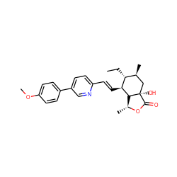 CC[C@@H]1[C@@H](C)C[C@@]2(O)C(=O)O[C@H](C)[C@H]2[C@H]1/C=C/c1ccc(-c2ccc(OC)cc2)cn1 ZINC000084597157