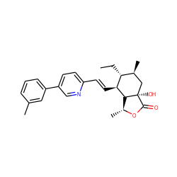 CC[C@@H]1[C@@H](C)C[C@@]2(O)C(=O)O[C@H](C)[C@H]2[C@H]1/C=C/c1ccc(-c2cccc(C)c2)cn1 ZINC000084603991