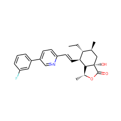 CC[C@@H]1[C@@H](C)C[C@@]2(O)C(=O)O[C@H](C)[C@H]2[C@H]1/C=C/c1ccc(-c2cccc(F)c2)cn1 ZINC000003955421