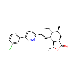 CC[C@@H]1[C@@H](C)C[C@H]2C(=O)O[C@H](C)[C@H]2[C@H]1/C=C/c1ccc(-c2cccc(Cl)c2)cn1 ZINC000003955420