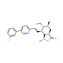 CC[C@@H]1[C@@H](C)C[C@H]2C(=O)O[C@H](C)[C@H]2[C@H]1/C=C/c1ccc(-c2cccc(F)c2)cn1 ZINC000003955418