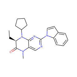 CC[C@@H]1C(=O)N(C)c2cnc(-n3ccc4ccccc43)nc2N1C1CCCC1 ZINC000117883576