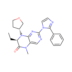 CC[C@@H]1C(=O)N(C)c2cnc(-n3ccnc3-c3ccccc3)nc2N1[C@@H]1CCOC1 ZINC000096272673